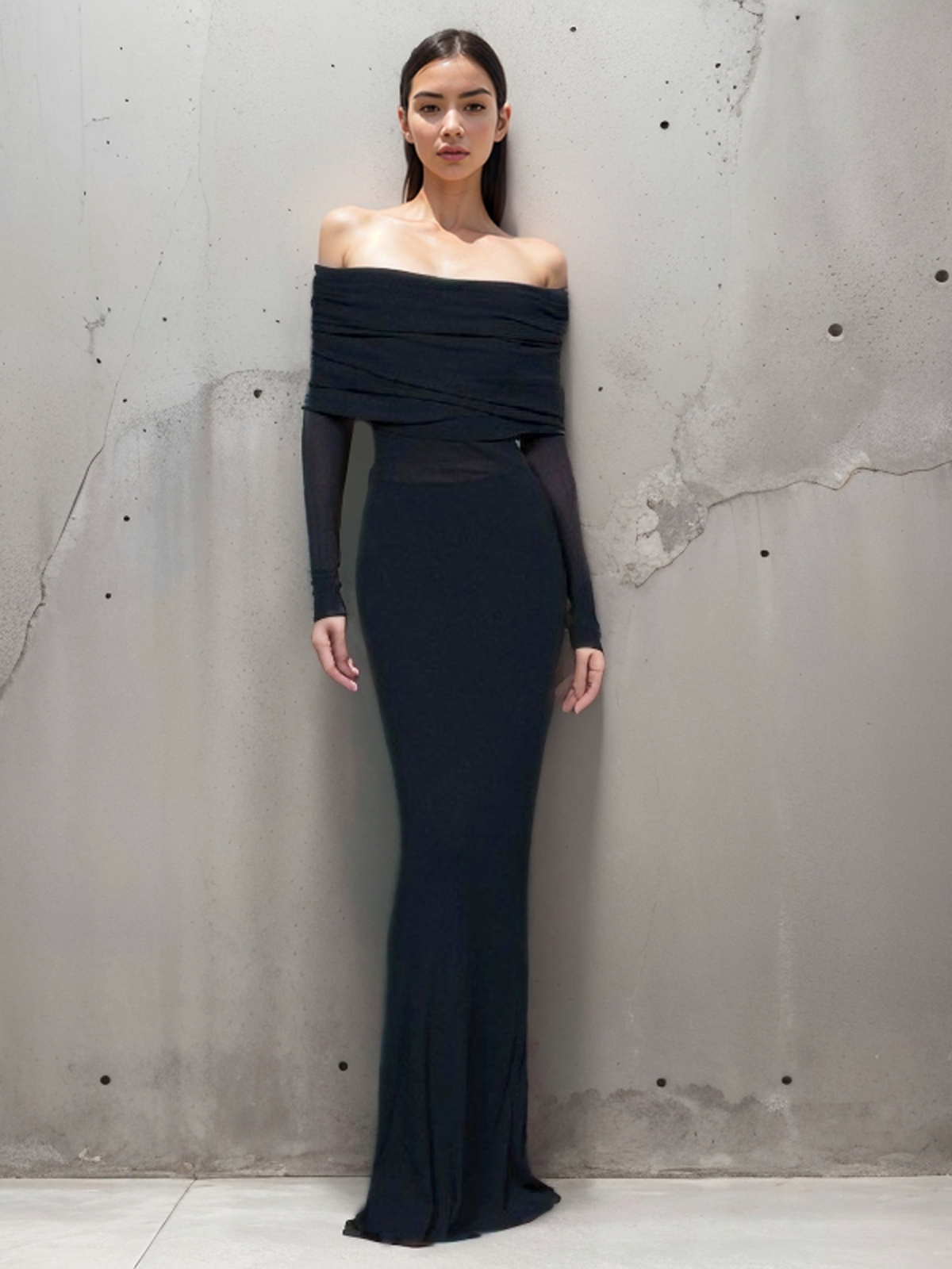 Elegant Maxi Offshoulder Damklänning