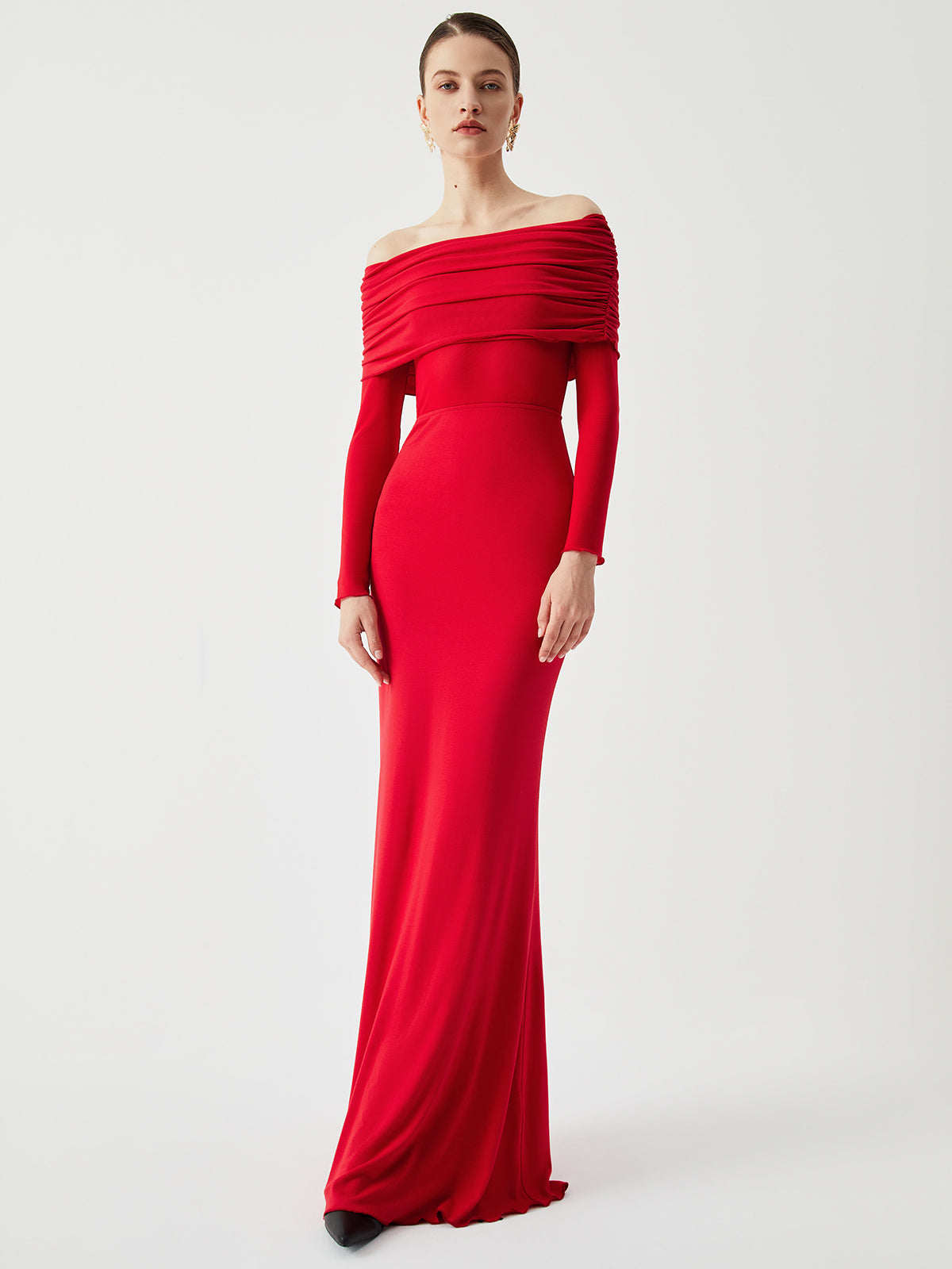 Elegant Maxi Offshoulder Damklänning
