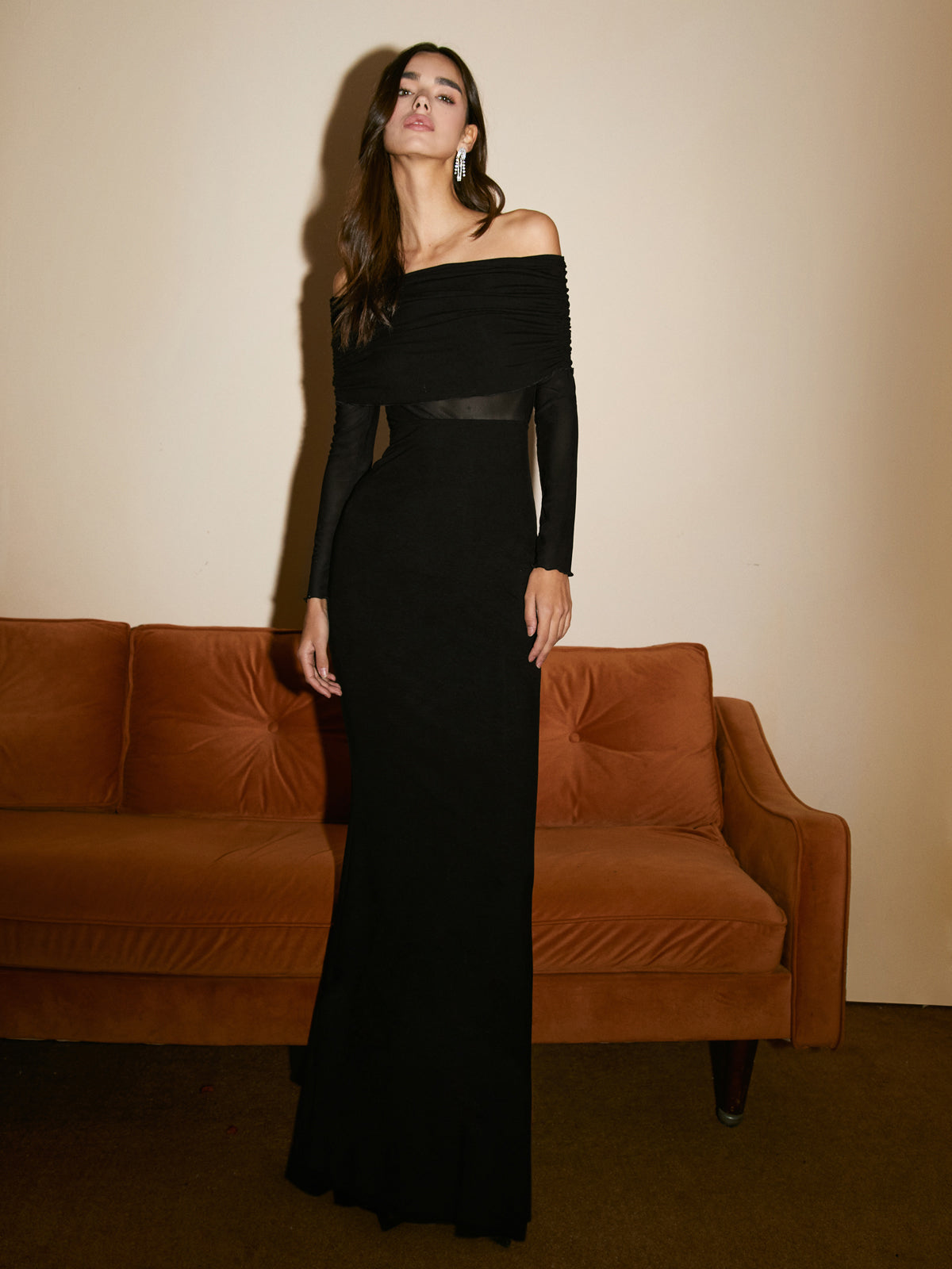 Elegant Maxi Offshoulder Damklänning