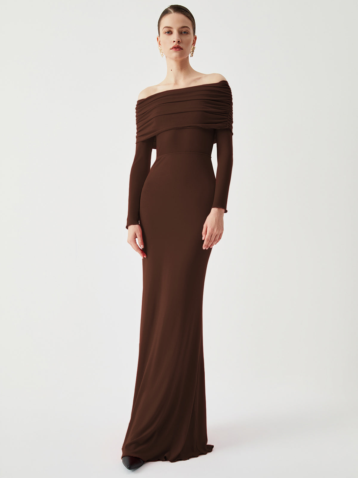 Elegant Maxi Offshoulder Damklänning
