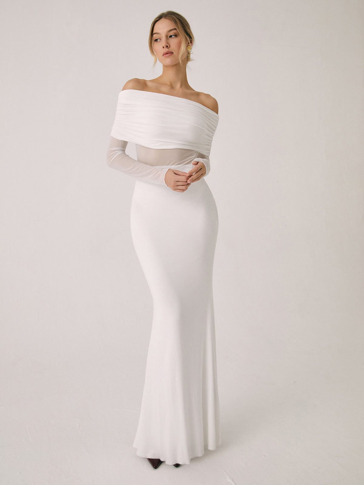 Elegant Maxi Offshoulder Damklänning